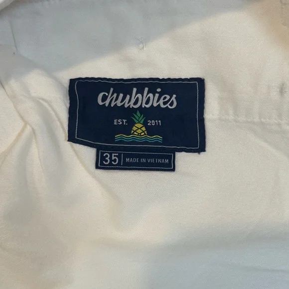 Chubbies White Shorts Mens Large 7” Inseam Originals Casual Summer - Picture 2 of 4
